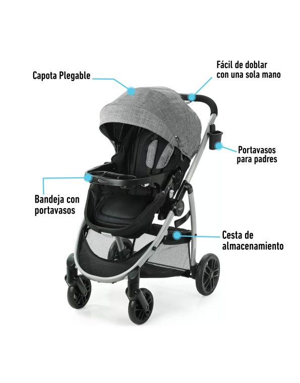 # GRACO CARRITO TRAVEL SYSTEM+BABY SEAT SNUGRIDE35 MODES PRAMETTE 3EN1 - ELLINGTON - R.N-16/22KG - GR2173529 - 184835