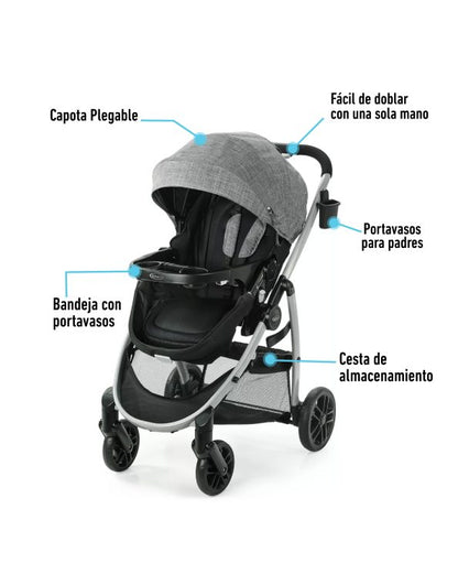 # GRACO CARRITO TRAVEL SYSTEM+BABY SEAT SNUGRIDE35 MODES PRAMETTE 3EN1 - ELLINGTON - R.N-16/22KG - GR2173529 - 184835