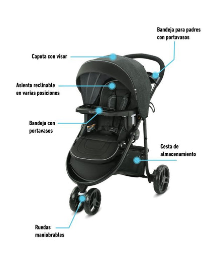 # GRACO CARRITO TRAVEL SYSTEM+BABY SEAT SNUGRIDE35 MODES 3LITE DLX - WEST POINT 3RUEDAS R.N-16/22KG - GR2174257 - 184989