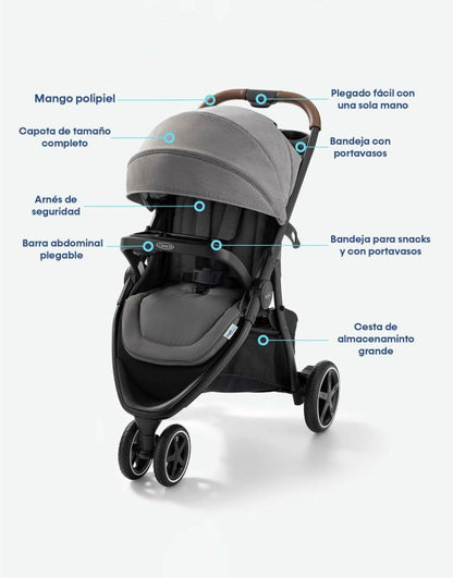# GRACO CARRITO TRAVEL SYSTEM+BABY SEAT SNUGRIDE30 OUTPACE LX-BRIGGS - 3 RUEDAS R.N-14/22KG GR2203025 - 187546