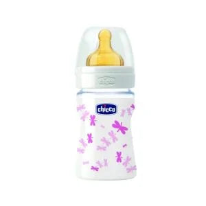 CHICCO BIBERON VIDRIO 150ML CAUCHO FLUJO NORMAL 0M+ 20710-10 - 20710-20