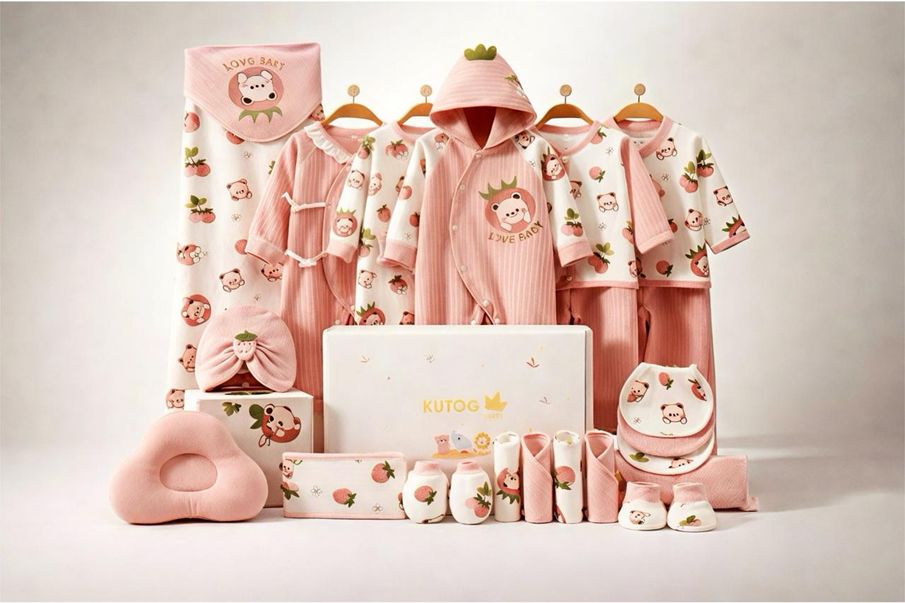 KUTOGLAMI BABY PREMIUM URSO C/FRUTILLA PINK 0-3M SET SET X24