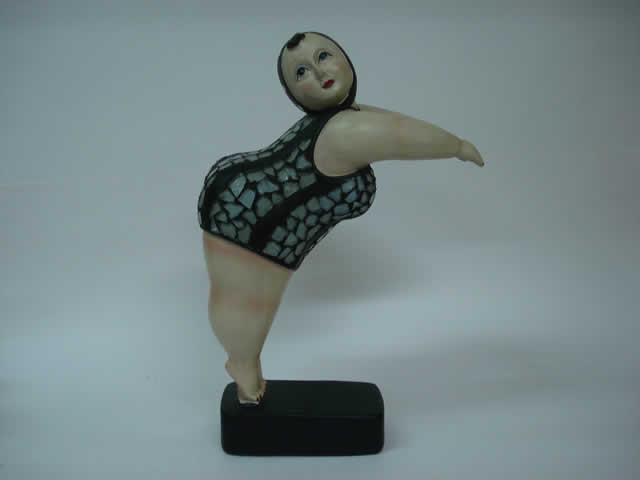 RESINA DECORACIÓN ESCULTURA DE BAÑISTA C/TRAJE DE BAÑO