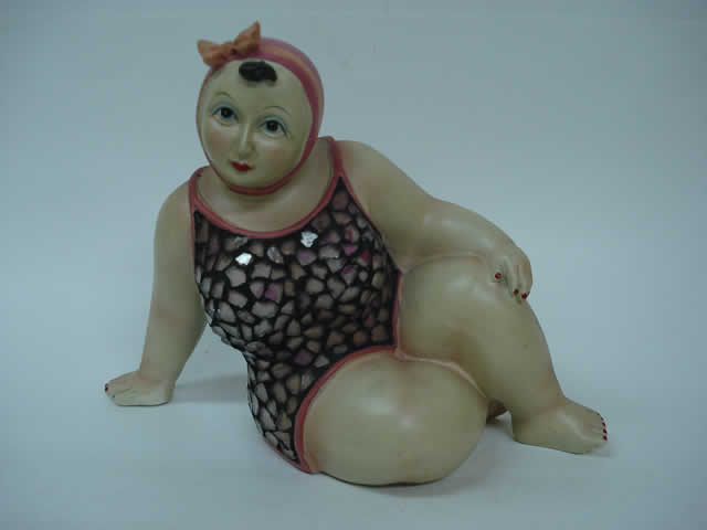 RESINA DECORACIÓN ESCULTURA DE BAÑISTA C/TRAJE DE BAÑO