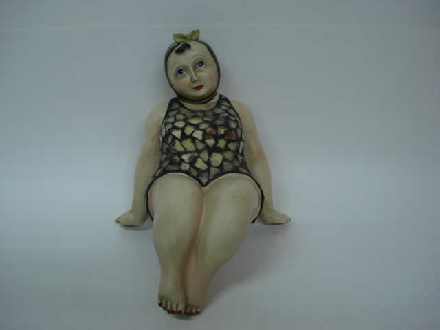 RESINA DECORACIÓN ESCULTURA DE BAÑISTA C/TRAJE DE BAÑO