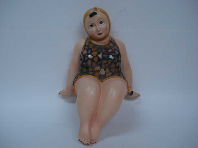 RESINA DECORACIÓN ESCULTURA DE BAÑISTA C/TRAJE DE BAÑO