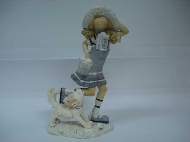 RESINA DECORACION COLECCION NIÑA Y NIÑO CON PERRITO