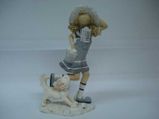 RESINA DECORACION COLECCION NIÑA Y NIÑO CON PERRITO
