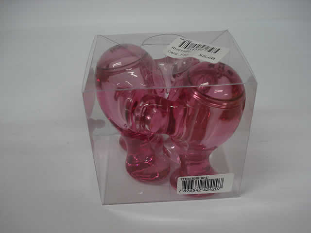 ACRILICO SALEIRO BONECOS CLEAR - PINK RH018
