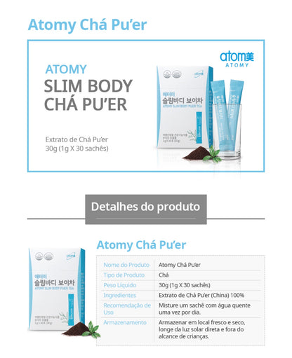 Atomy Slim Body Chá Pu’er Tea - 30 sobres individuales de 1g
