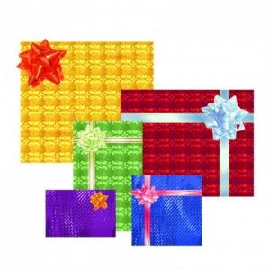 PRESENTE BOLSA METALIZADA C/BRILLO PARA REGALO CON CINTA ADHESIVO 60CM X 80CM COLOR AZUL ESTRELLA 6080