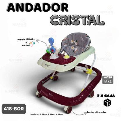 Andador Cristal 418 ✨💛

¡Acompaña los primeros pasos de tu bebé con comodidad, seguridad y diversión! El Andador Cristal está diseñado para estimular el desarrollo motriz mientras entretiene al pequeño con un centro de actividades didáctico y musical.