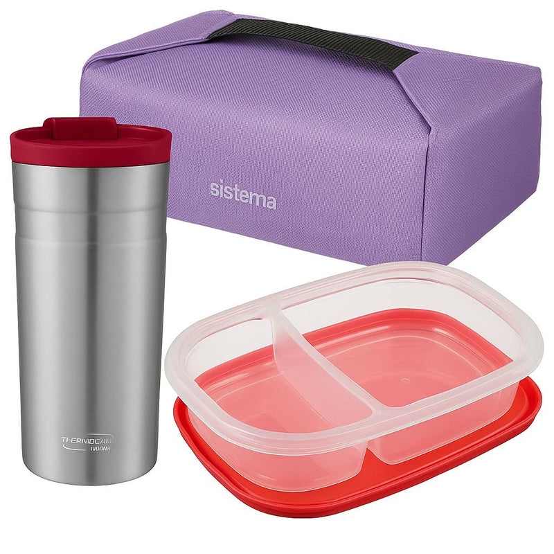 @ RUBBERMAID SET DE BOLSO TERMICO +TAPPER C/DIVISORIA 946ML + VASO TERMICO CVACRU AZUL - ROJO