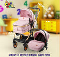 💚 KANGU BABY CARRITO MOISES+SILLA BABY SEAT KB5400 - GRIS - NEGRO - ROSA KB5400 - 36610