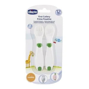 CHICCO MI PRIMER SET CUBIERTOS BRANCO CON VERDE 12M+6830-00