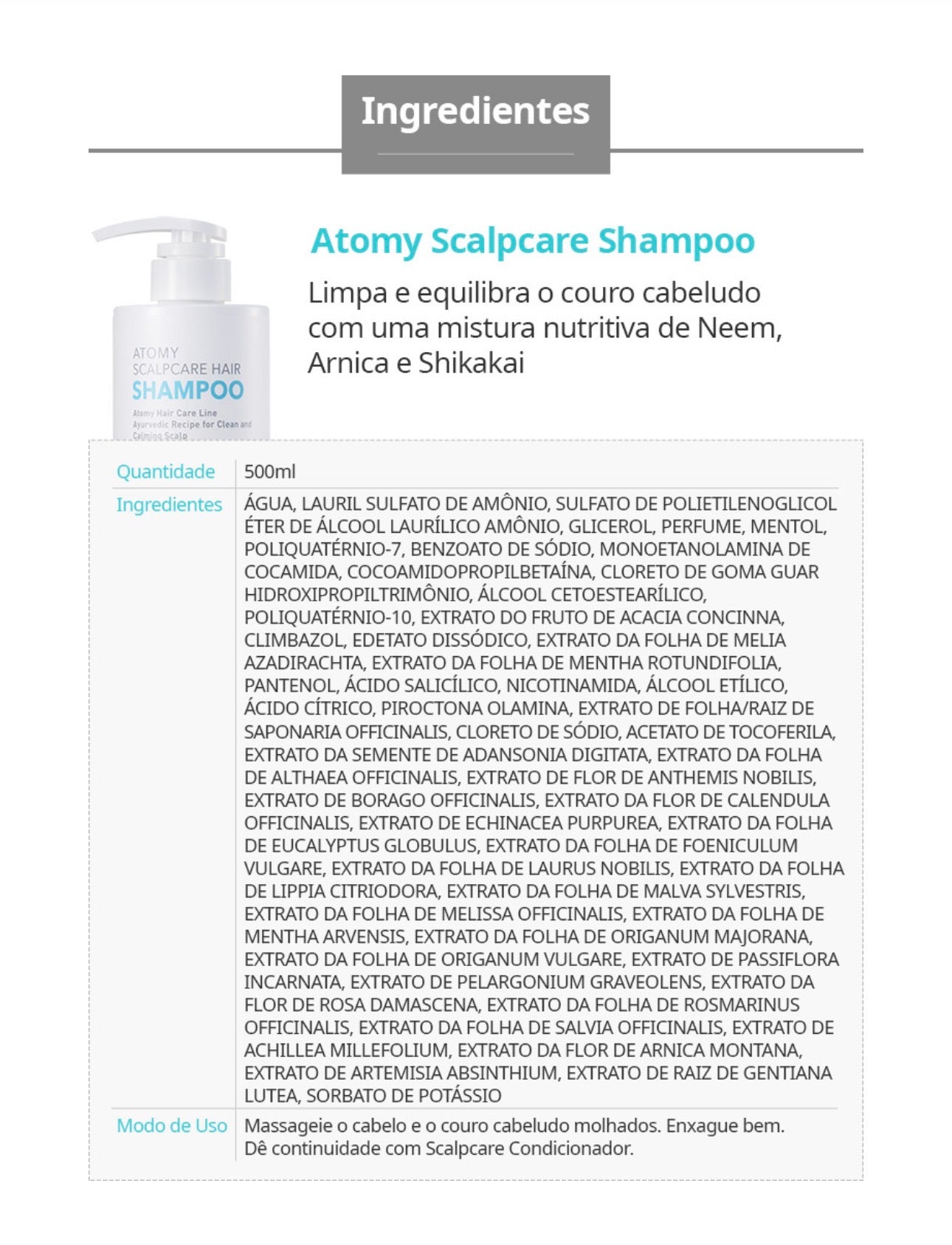 Atomy Scalpcare Hair Shampoo 500 ml & Atomy Scalpcare Hair Conditioner 500 ml