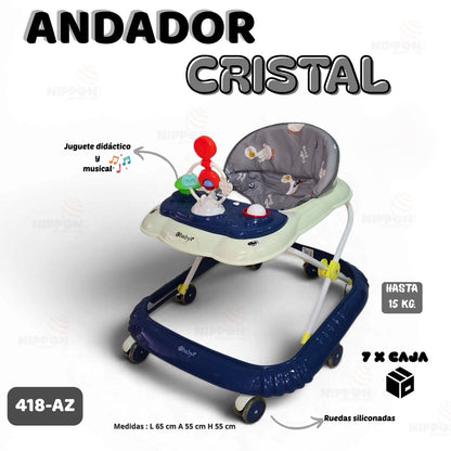 Andador Cristal 418 ✨💛

¡Acompaña los primeros pasos de tu bebé con comodidad, seguridad y diversión! El Andador Cristal está diseñado para estimular el desarrollo motriz mientras entretiene al pequeño con un centro de actividades didáctico y musical.