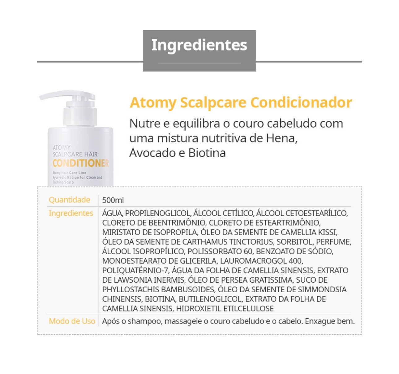 Atomy Scalpcare Hair Shampoo 500 ml & Atomy Scalpcare Hair Conditioner 500 ml