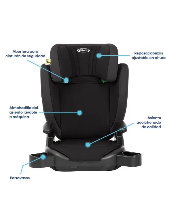 @ GRACO CAR SEAT ELEVADOR C/ RESPALDO JUNIOR MAXI I-SIZE R129 - MIDNIGHT 100-150CM / 3.5 a 12 Años GR8CT899MDNEU - 773174