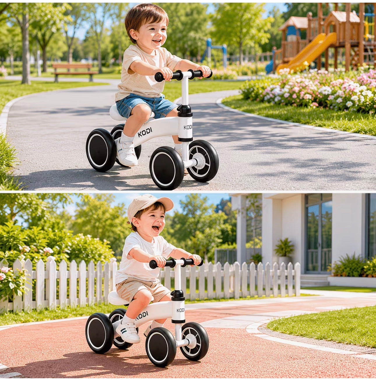🚲 KODI Bicicleta de Equilibrio – 4 Ruedas | 1 a 3 años - Branco