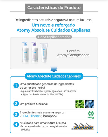 Atomy Absolute Hair Care – Shampoo & Acondicionador 500ml + 500ml 🩵💙✨

Cuidado capilar premium inspirado en la medicina herbal oriental y la ciencia moderna