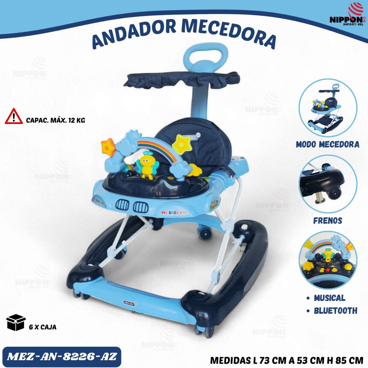ANDADOR 2EN1 MECEDORA CON BLUTOOTH COLOR AZUL MAX12KILOS MEZ-AN8226 - AN8826