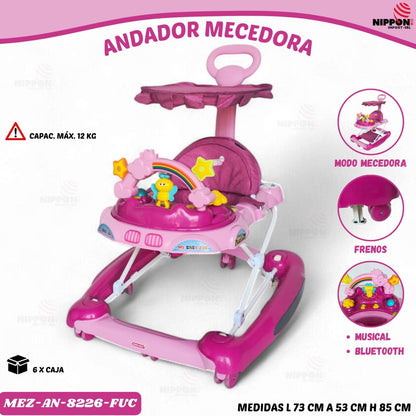 ANDADOR 2EN1 MECEDORA CON BLUTOOTH COLOR AZUL MAX12KILOS MEZ-AN8226 - AN8826