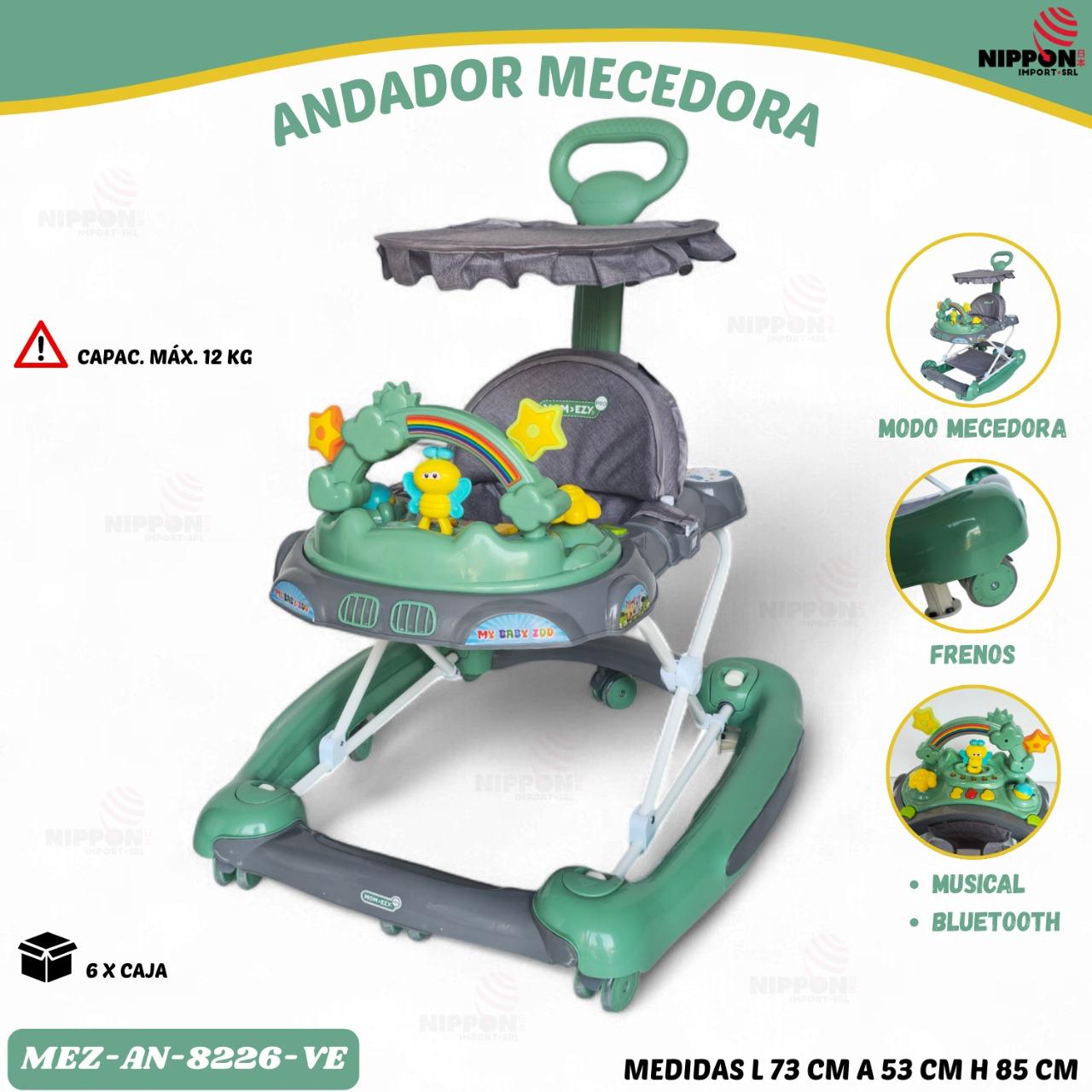 ANDADOR 2EN1 MECEDORA CON BLUTOOTH COLOR AZUL MAX12KILOS MEZ-AN8226 - AN8826