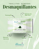 ALISSA'S TOALLITAS DESMAQUILLA/LIMPIA/PURIFICA ALOE VERA X25 AL25 - 836768