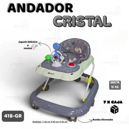 Andador Cristal 418 ✨💛

¡Acompaña los primeros pasos de tu bebé con comodidad, seguridad y diversión! El Andador Cristal está diseñado para estimular el desarrollo motriz mientras entretiene al pequeño con un centro de actividades didáctico y musical.