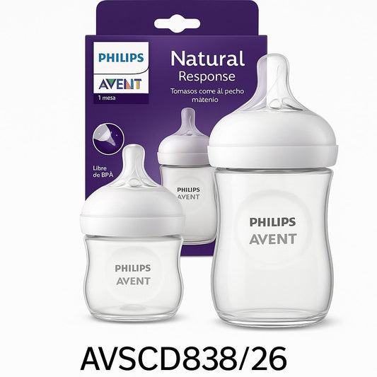 AVENT BIBERON NATURAL RESPONSE TRANSPARENTE SET X2 DE 125ML+240ML AVSCD838/26 - 9013208
