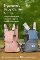 AIEBAO PORTA BEBE C/ASIENTO 3M-36MESES COLOR ROSA AZUL 576132 - A6613