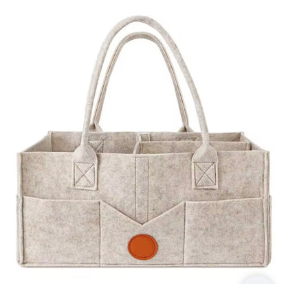 🧸 Maternidad Bolsa Organizador de Pañales y Accesorios para Bebé – Fieltro MM0913 Color Creme 💚