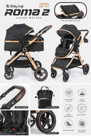 BABYCRAFT CARRITO MOISES ROMA2+BABY SEAT COMPLETO NEGRO - BC111