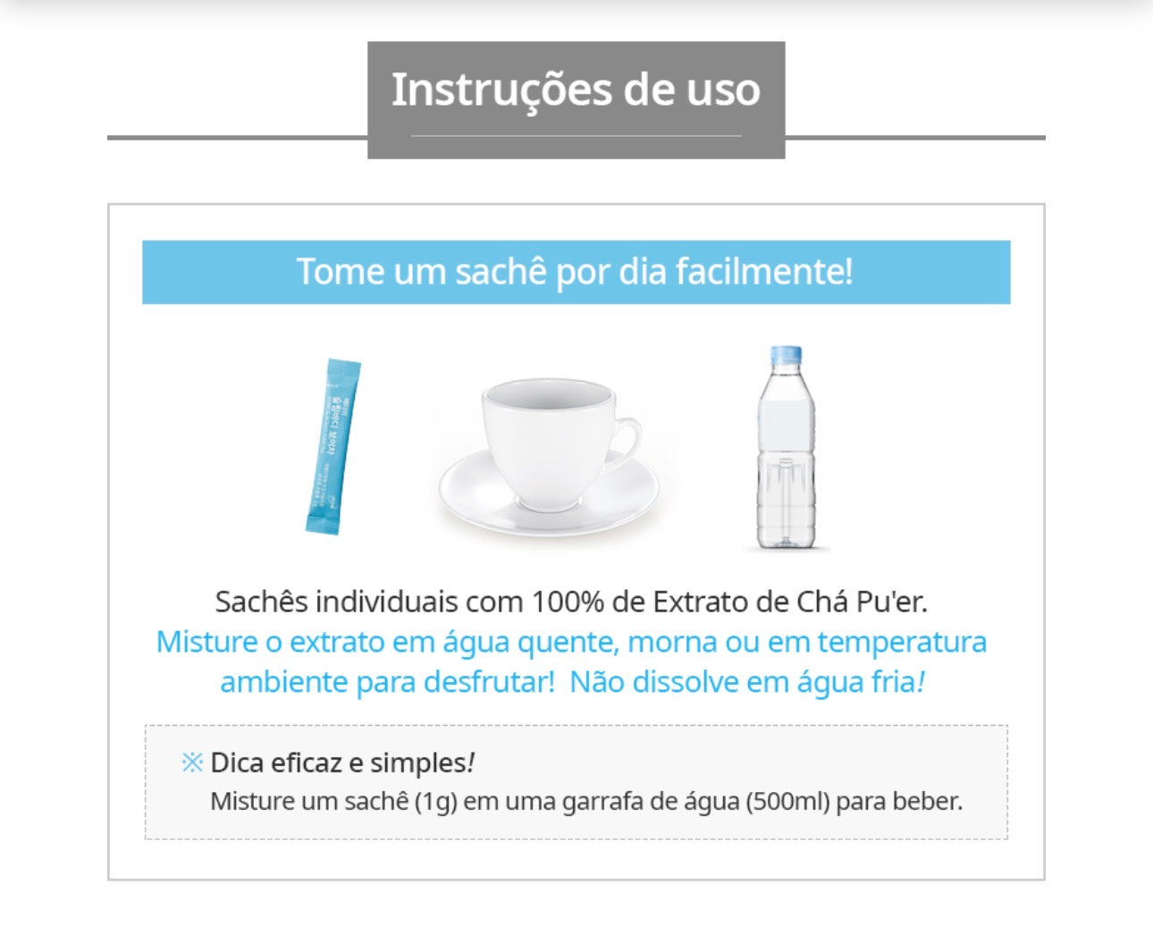 Atomy Slim Body Chá Pu’er Tea - 30 sobres individuales de 1g