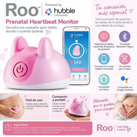 💗 Roo – Prenatal Heartbeat Monitor | Powered by Hubble Connected 💚