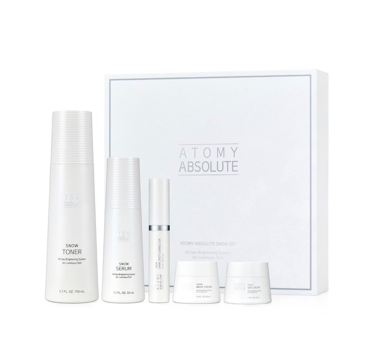 Atomy Absolute Snow set x5 ✨
Sistema Premium de Iluminación, Hidratación Profunda y Unificación del Tono de la Piel 🩵