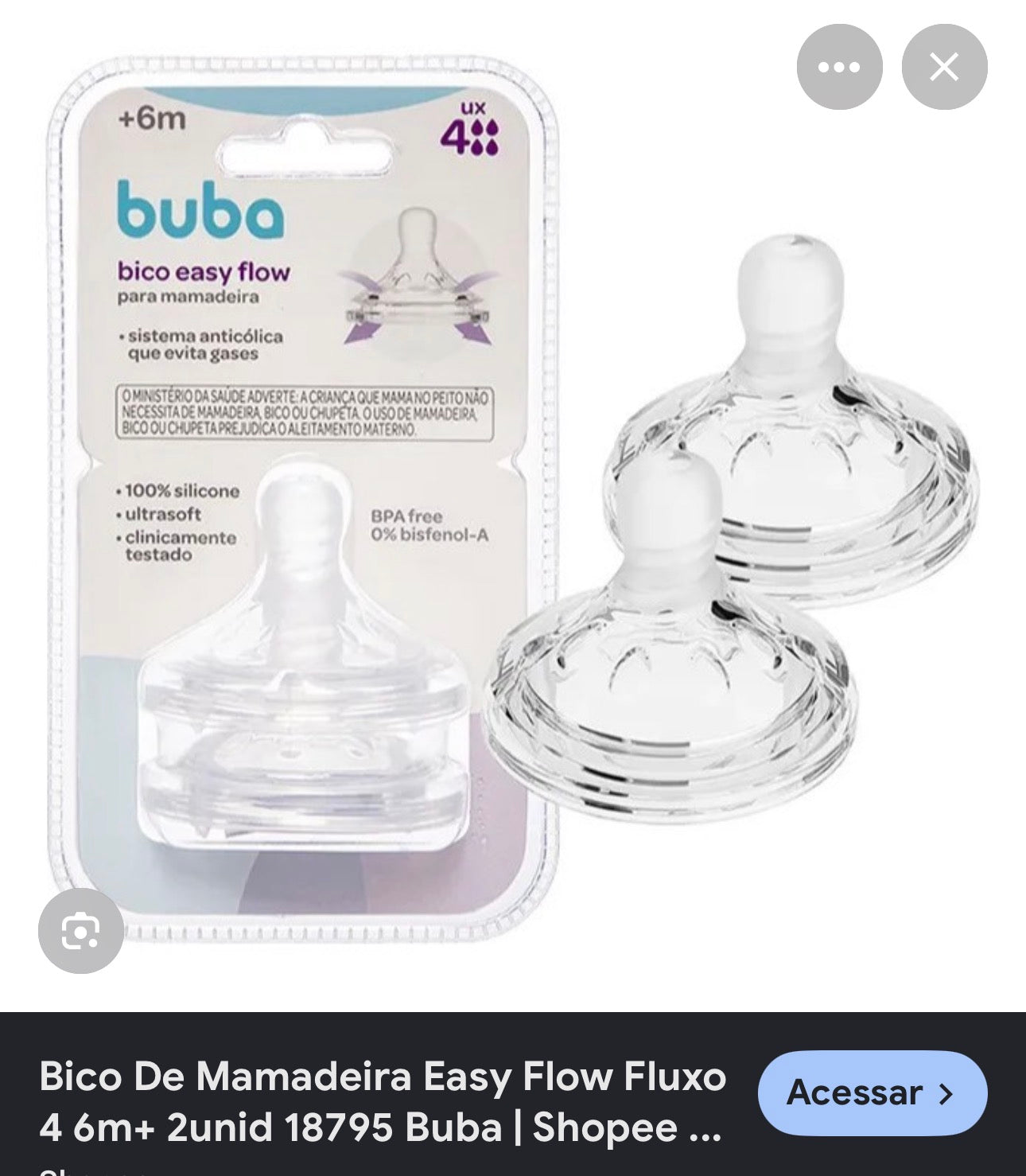 Buba Tetina para Biberón Easy Flow 6m+ Flujo 4 - BUB18795 💛
