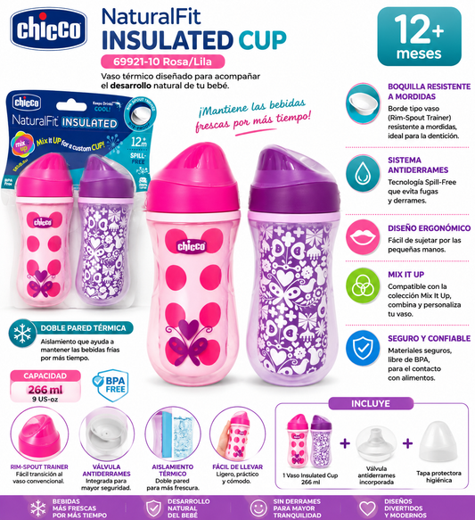 Chicco NaturalFit Insulated Cup 266ml 12M+ Rosa/Lila – 69921-10