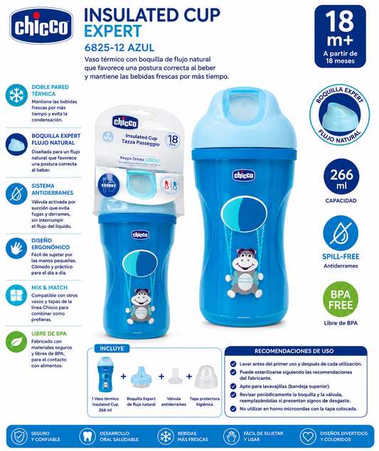 Chicco Insulated Cup Expert 266ml 18M+ Azul – 6825-12