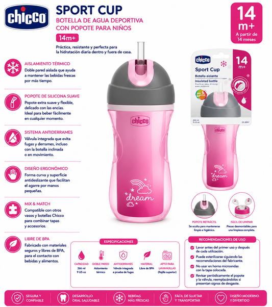 Chicco Sport Cup 266ml 14M+ Rosa – 6991-10