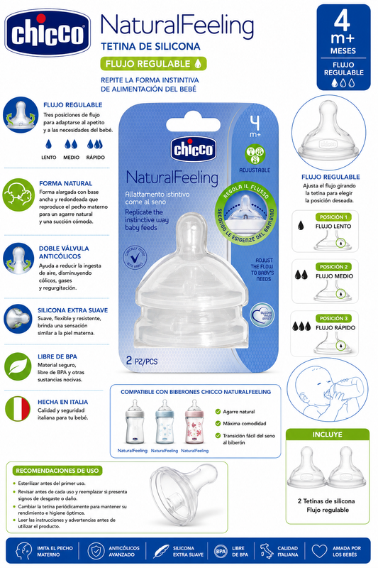 Chicco Tetina NaturalFeeling New Silicona Flujo Regulable X2 4M+ 81035-20