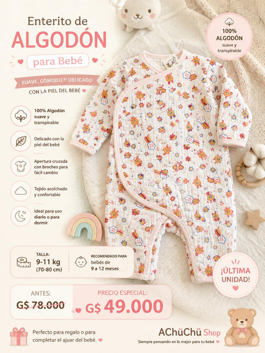 Ropas Infantil ✨ Enterito De Algodón Para Bebé – Estampado Conejitos 🩷