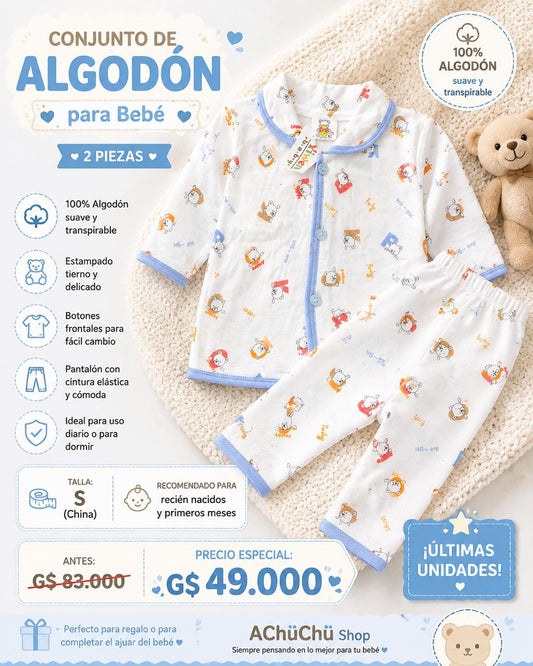 Ropa Infantil ✨ Conjunto De Algodón Para Bebé – 2 Piezas 🩵