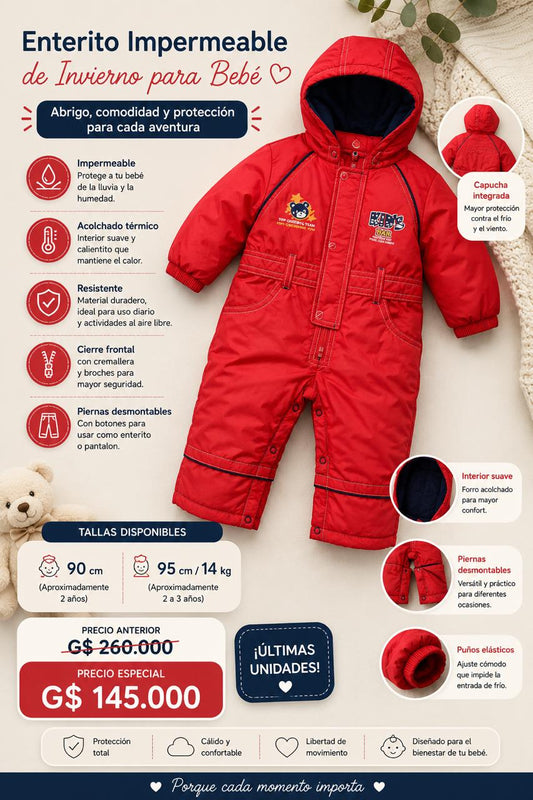 Ropa Infantil ✨ Enterito Impermeable De Invierno Para Bebé ❤️