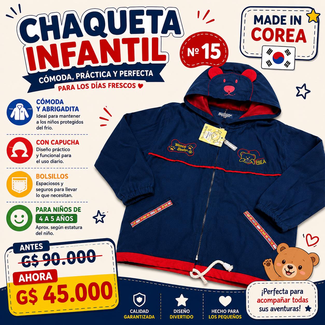 Ropa Infantil ✨ Chaqueta Infantil Con Capucha – Made In Corea 🇰🇷💙