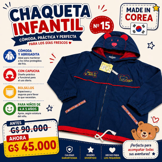Ropa Infantil ✨ Chaqueta Infantil Con Capucha – Made In Corea 🇰🇷💙