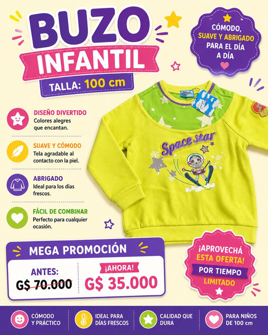 Ropa Infantil ✨ Buzo Infantil Space Star 🚀💚