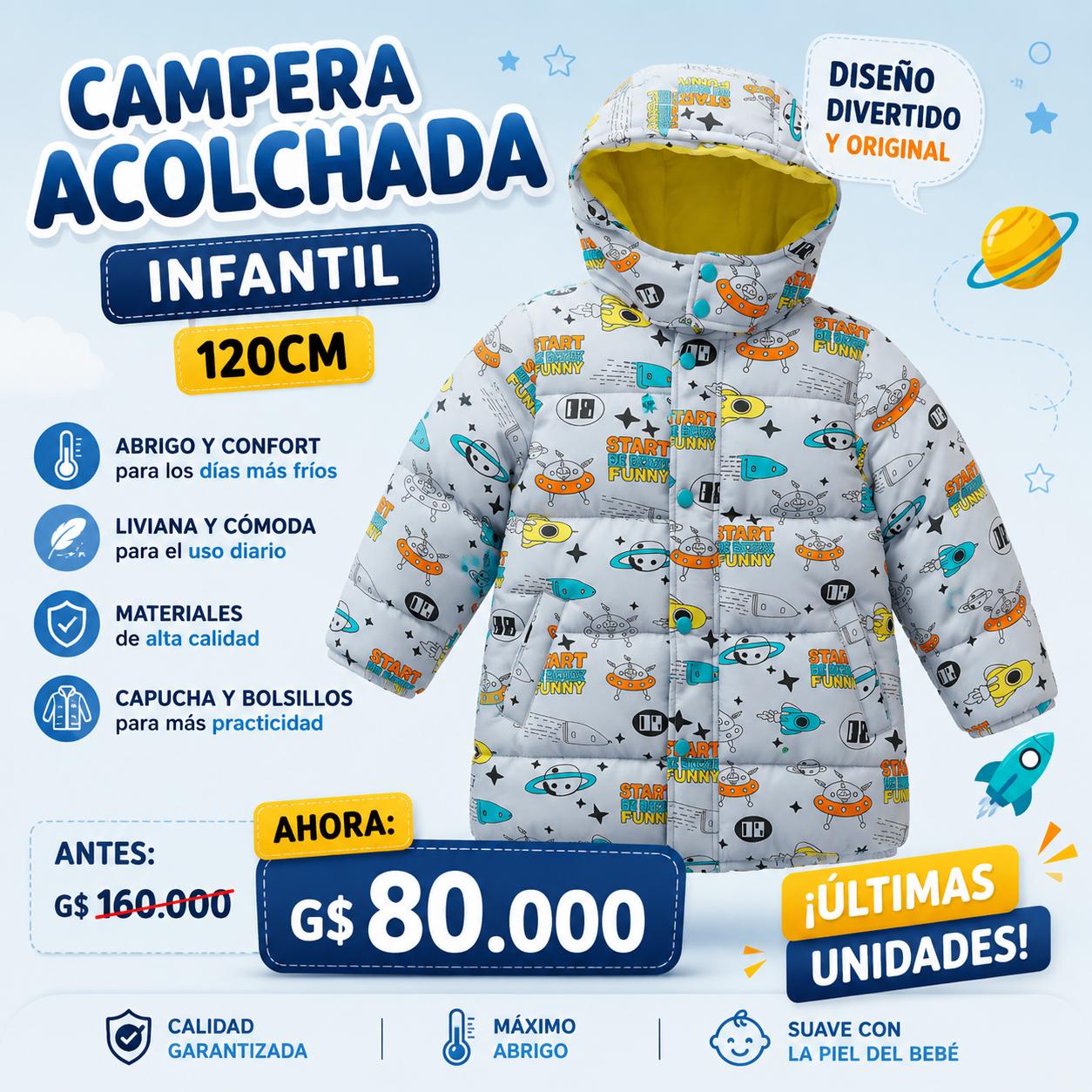Ropa Infantil ✨ Campera Acolchada Infantil Con Capucha 🚀