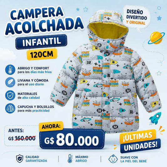 Ropa Infantil ✨ Campera Acolchada Infantil Con Capucha 🚀